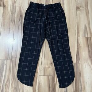 Marine Layer Women's Allison Pant Sz S Black Windowpane Tencel Elastic Waist